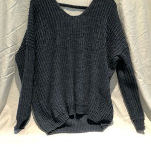 Elan V-Neck, Open Back Sweater